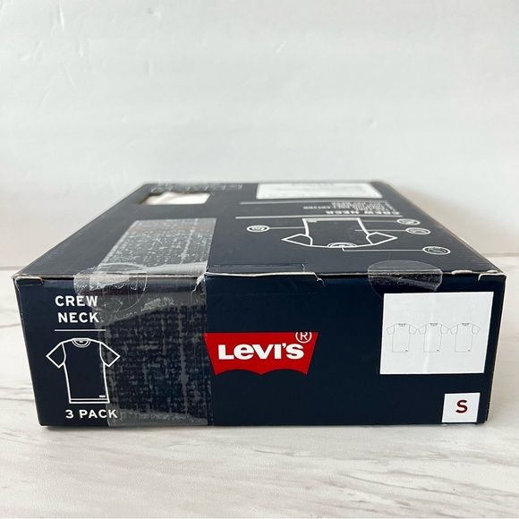 Levi's Crew Neck T-Shirts 3 Pack Size Small White Cotton Short Sleeve - Picture 6 of 7